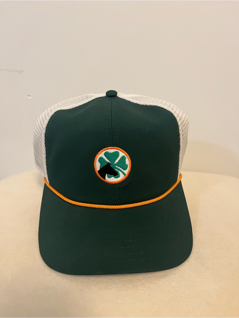 Men’s Imperial Dark Green & White Trucker Hat with Orange Trim (Due Process)